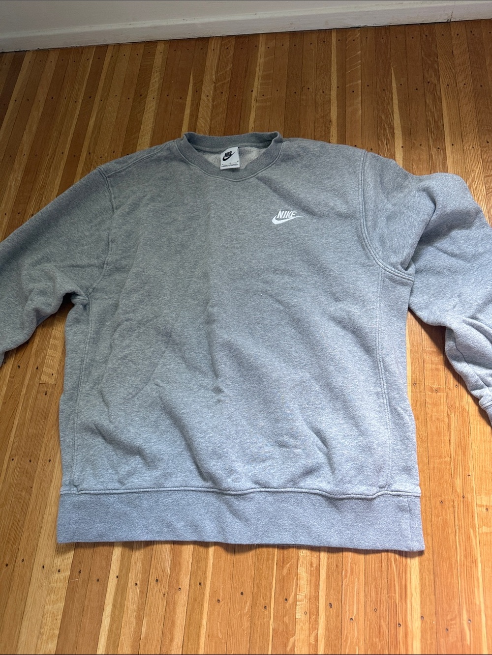 Nike Men's Crewneck Sweatshirt - Light Gray with White Logo